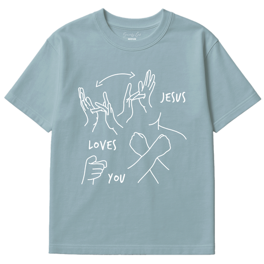 JESUS LOVES YOU ASL BOXY T-SHIRT