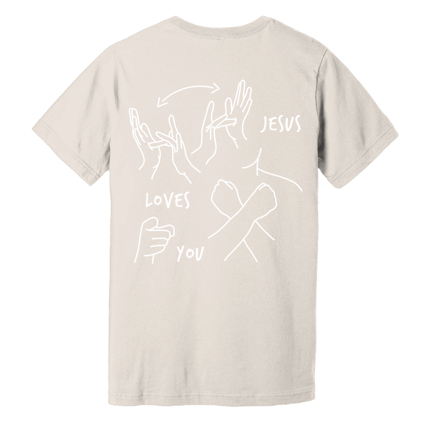 JESUS LOVES YOU ASL T-SHIRT (POCKET + BACK)