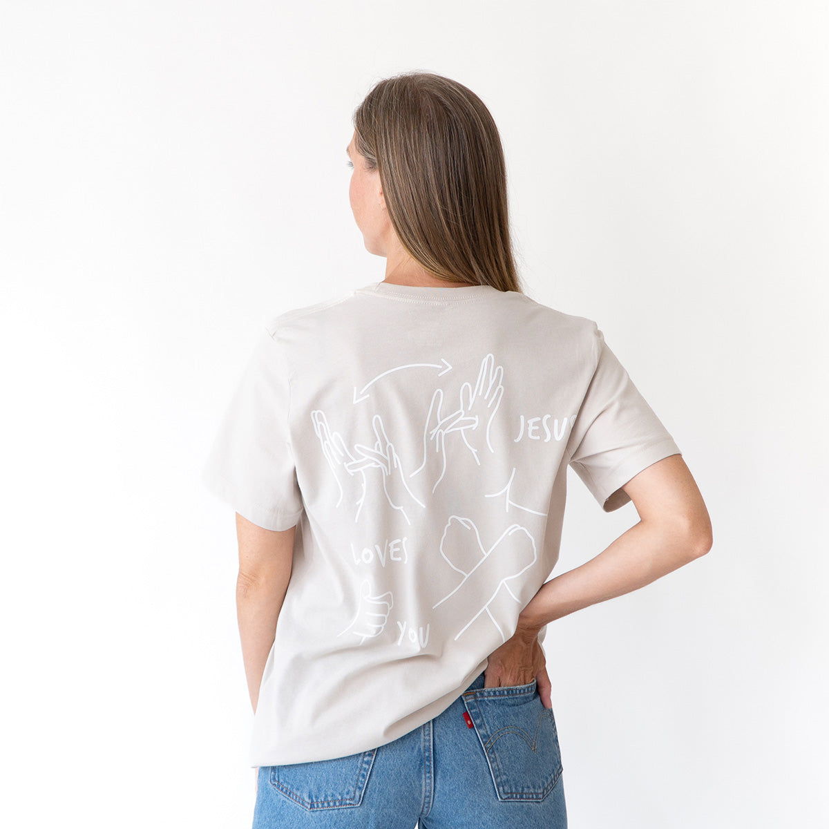 JESUS LOVES YOU ASL T-SHIRT (POCKET + BACK)