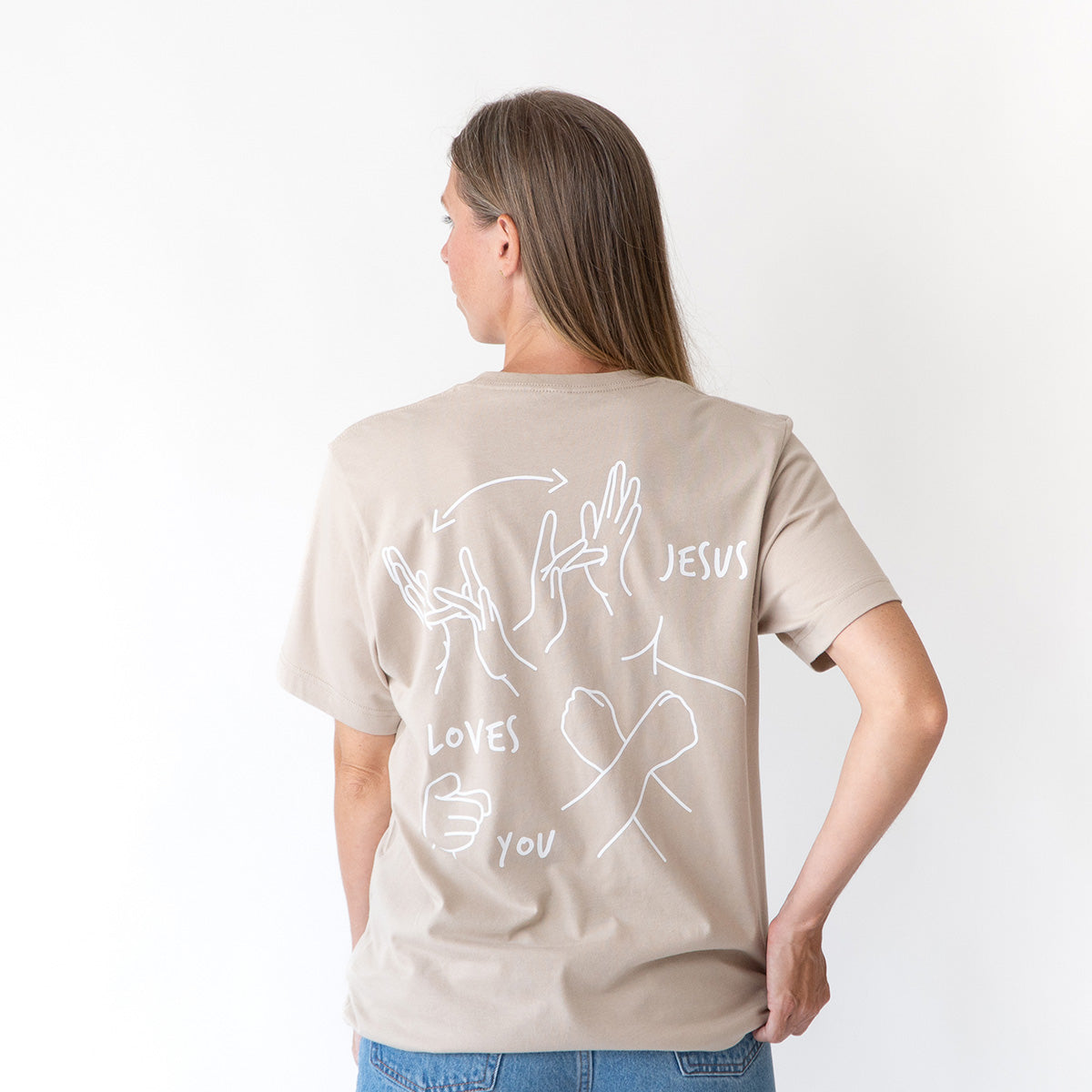 JESUS LOVES YOU ASL T-SHIRT (POCKET + BACK)