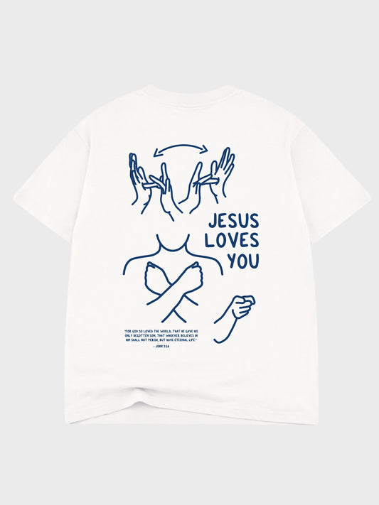 JESUS LOVES YOU ASL T-SHIRT - SALT