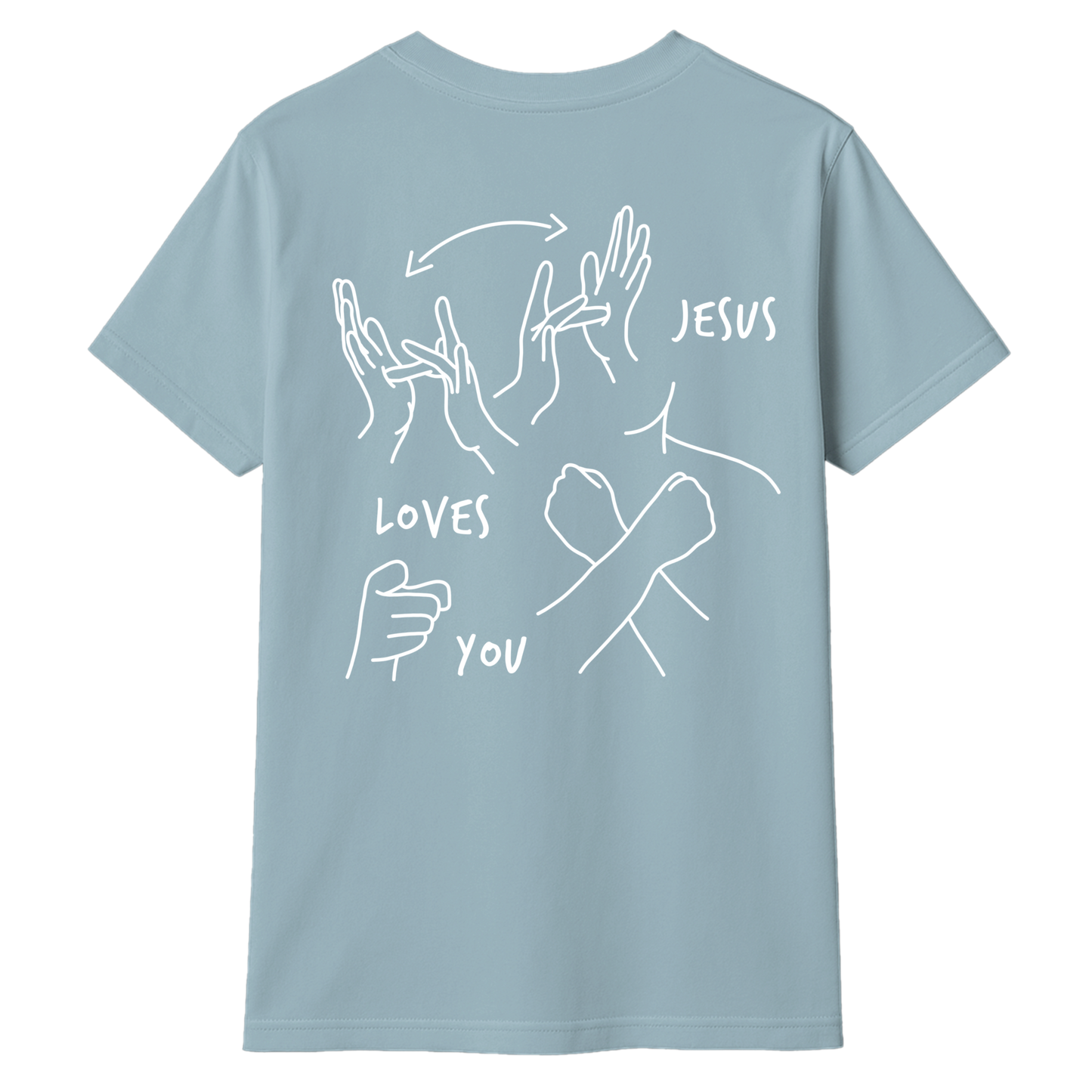 JESUS LOVES YOU ASL T-SHIRT (POCKET + BACK)