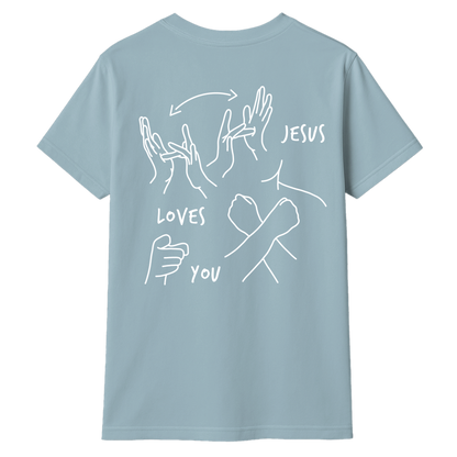 JESUS LOVES YOU ASL T-SHIRT (POCKET + BACK)