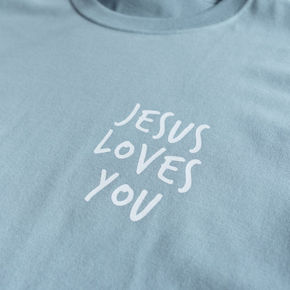 JESUS LOVES YOU ASL BOXY T-SHIRT (POCKET + BACK)