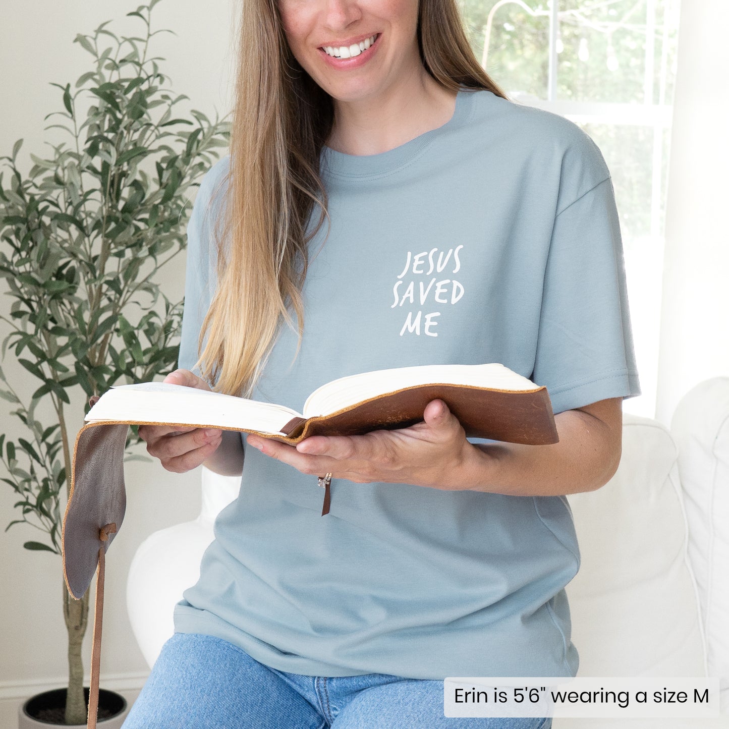 JESUS SAVED ME ASL BOXY T-SHIRT (POCKET + BACK)